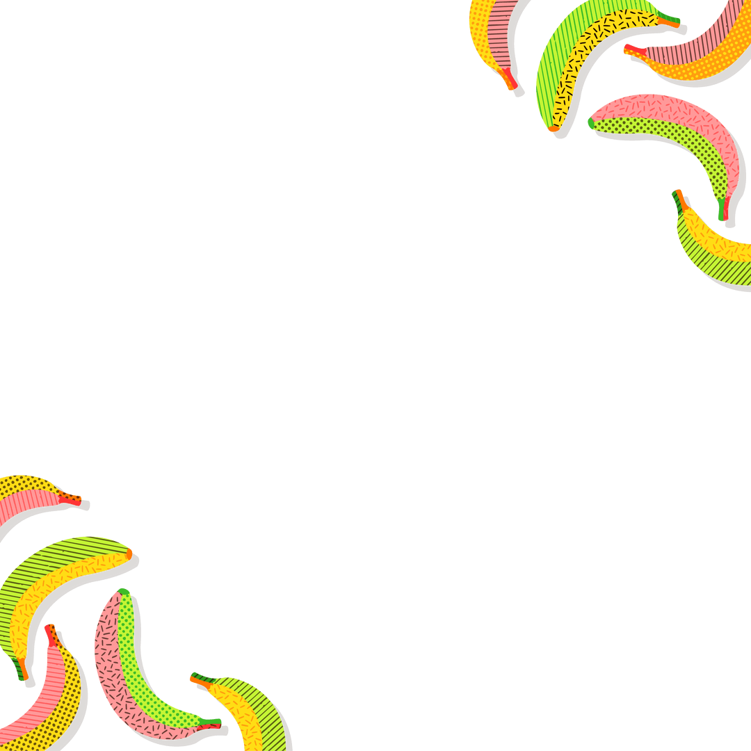 Neon Pop Art Bananas Aligning Around Transparent Canvas