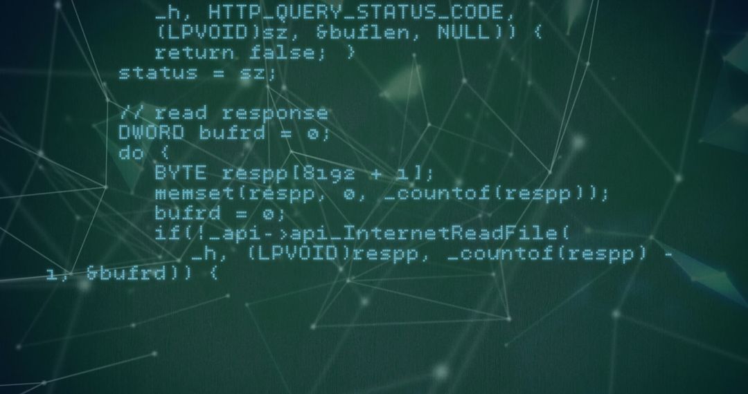 Code Snippet with Network Visualization on Green Background - Free Images, Stock Photos and Pictures on Pikwizard.com