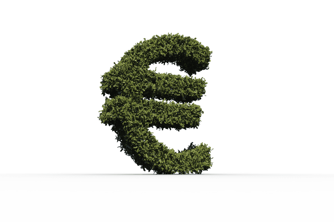 Translucent Euro Sign Formed with Lush Greenery