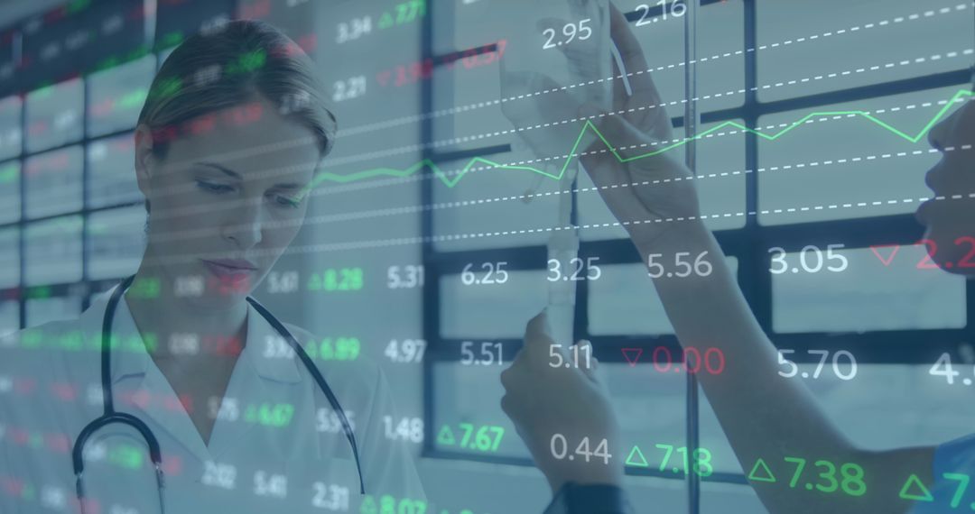 Medical Professionals Analyzing Financial Reports for Healthcare Insights