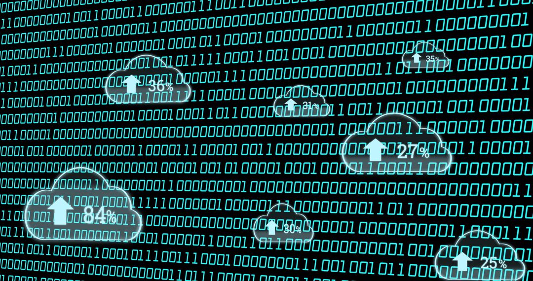 Cloud Computing Concept with Binary Code Overlay