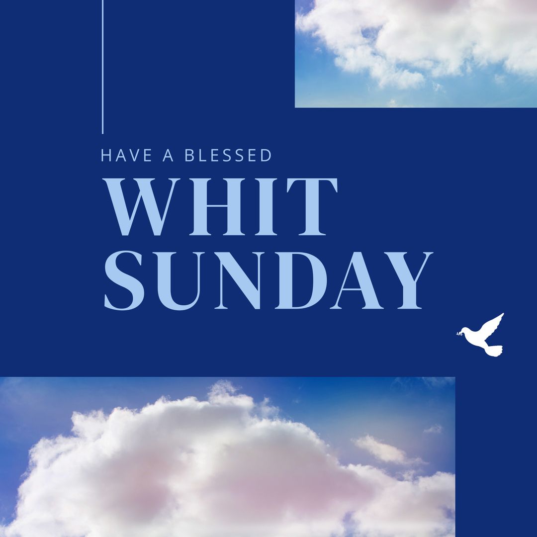 Blessed Whit Sunday Over Blue Sky With Clouds