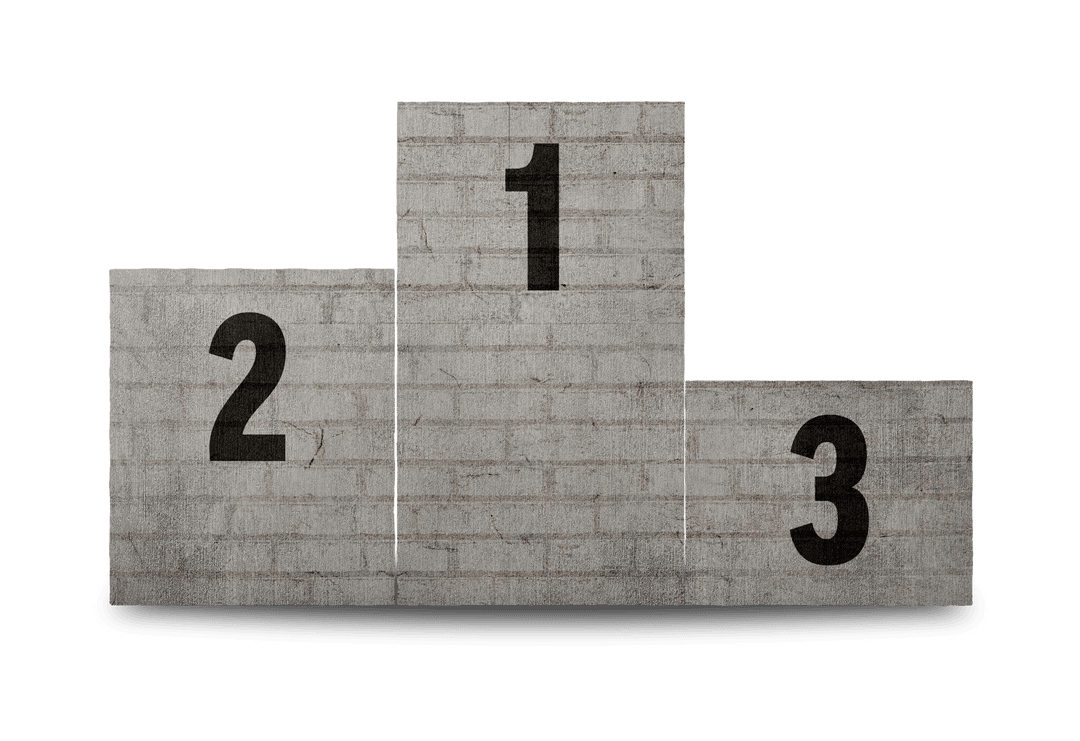 Concrete Winners Podium with Transparent Numbers