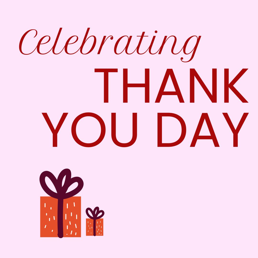 Celebrating Thank You Day with Gift Icons and Festive Typography