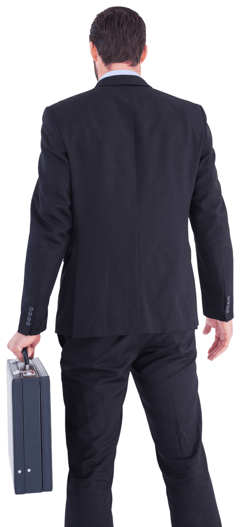 Rear View of Transparent Businessman with Briefcase