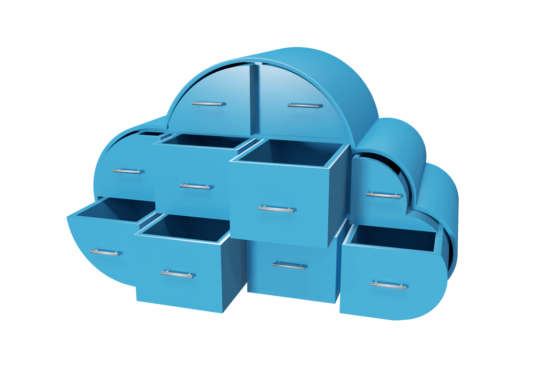 Blue Cloud-Shaped Drawers with Open Compartments for Transparent Storage