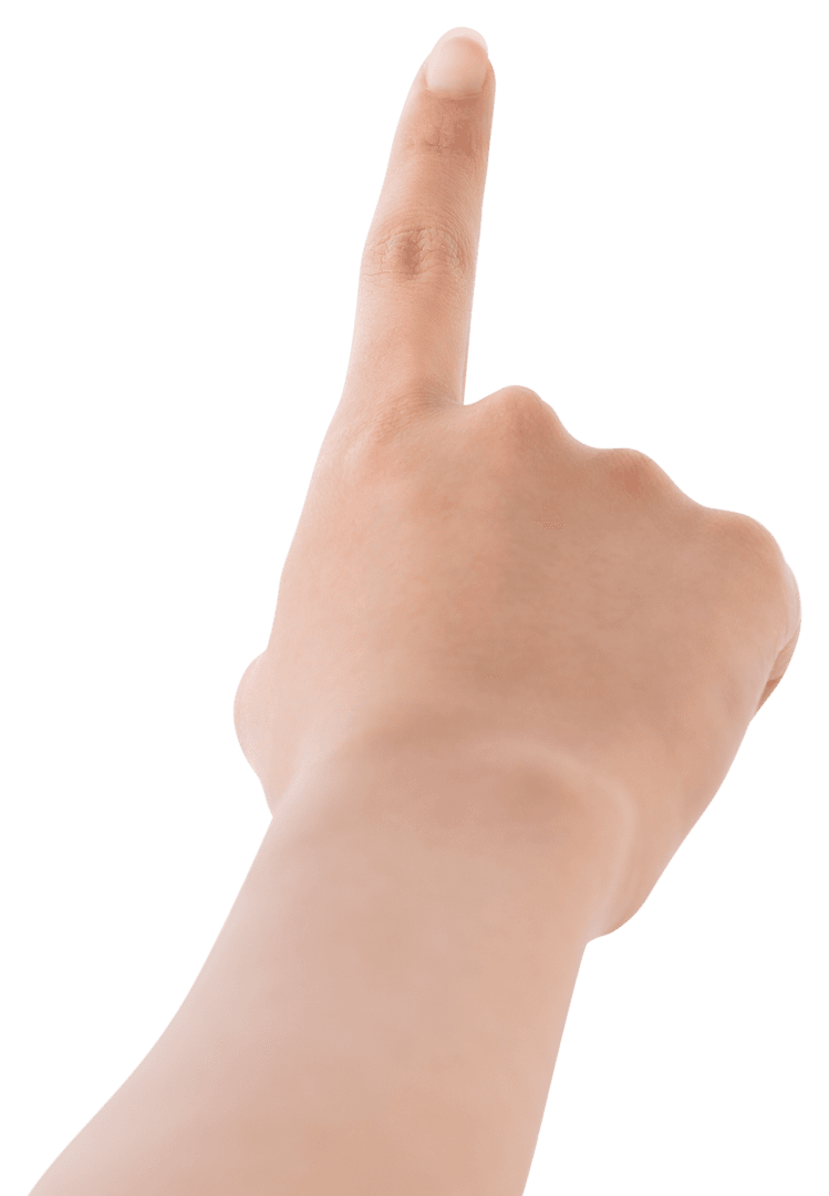 Woman Pointing Finger Hand Gesture on Transparent Background