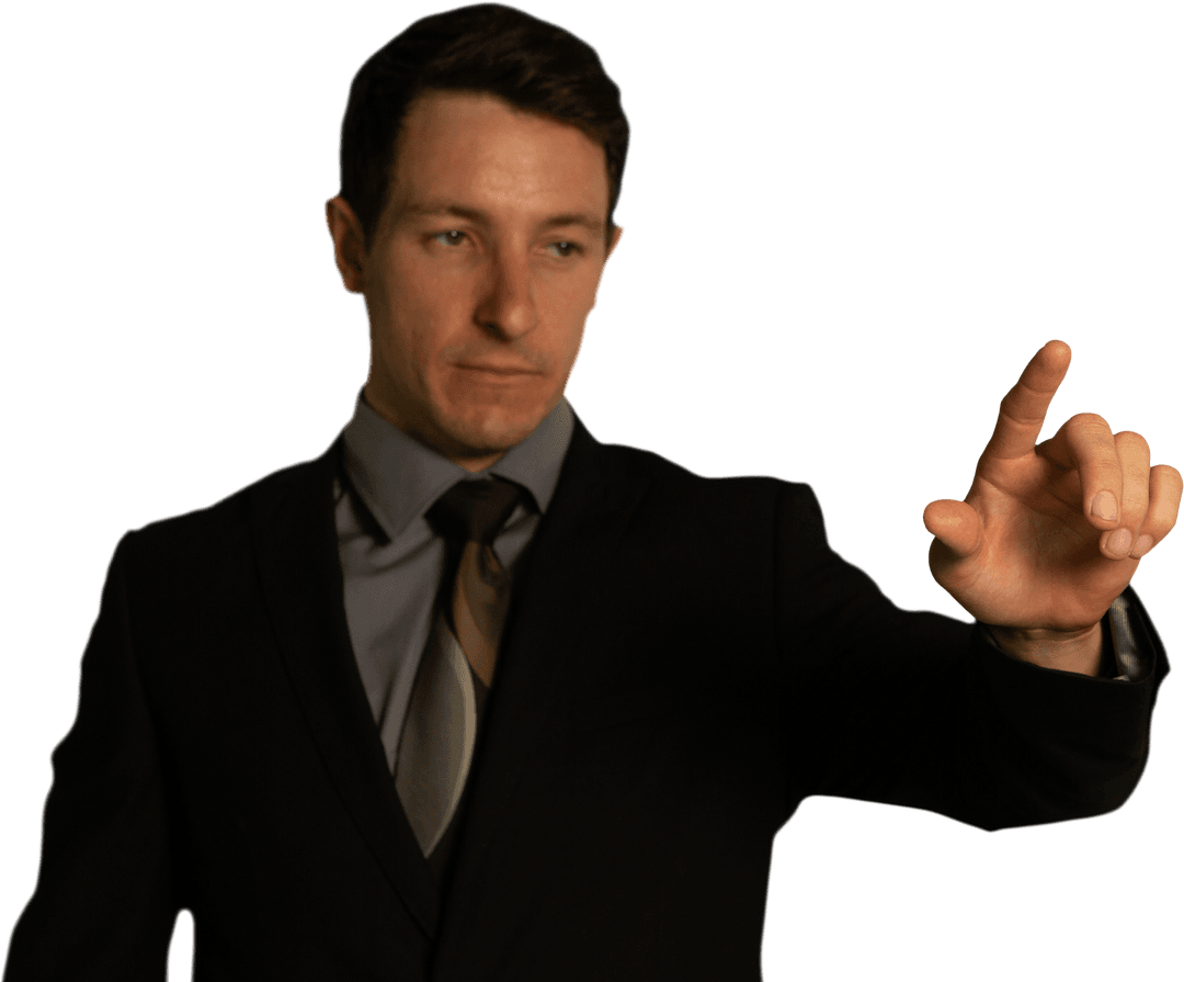 Businessman Interacting with Transparent Innovative Interface