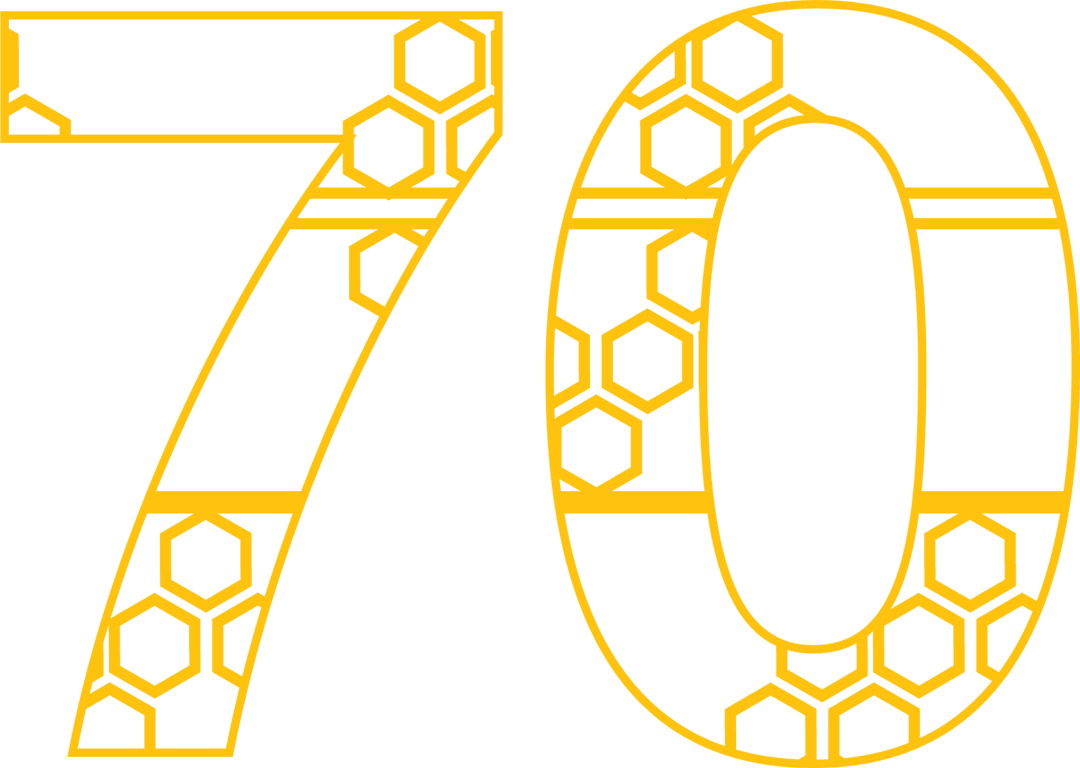 Seventy with Honeycomb Design on Transparent Background