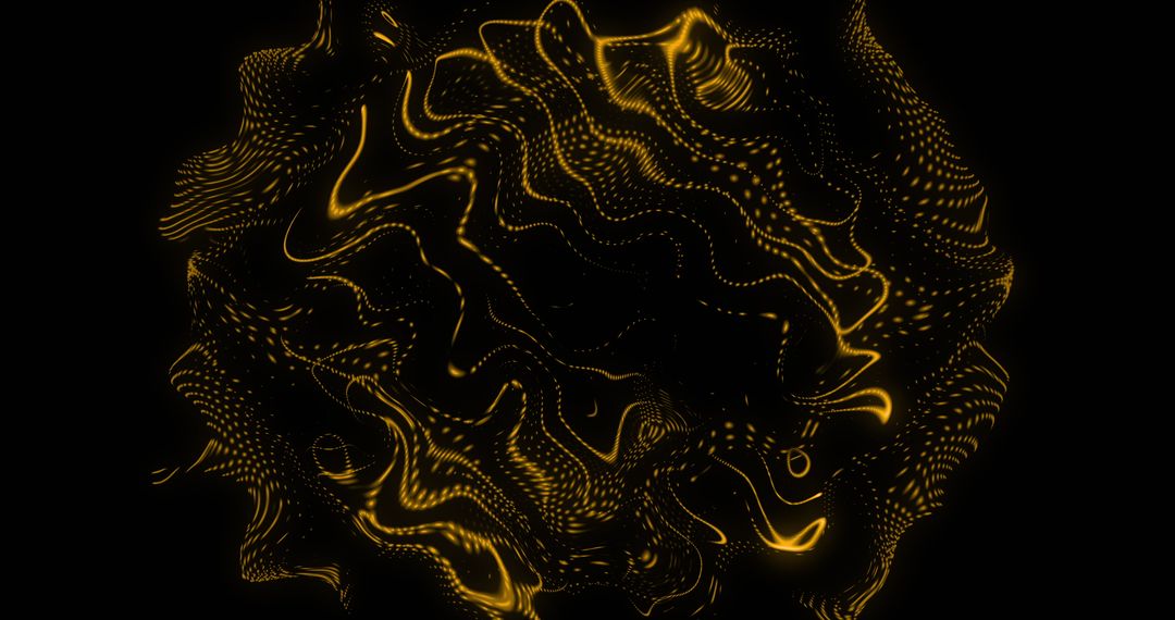 Abstract Glowing Yellow Wave Shape on Black Background