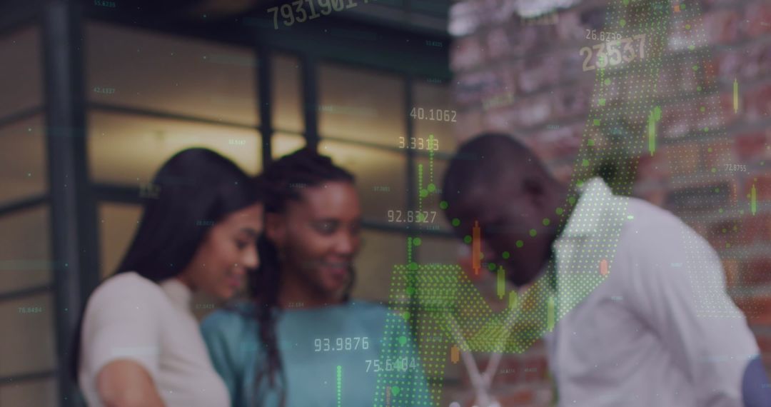 Digital Financial Data with Team Collaborating in Office Environment