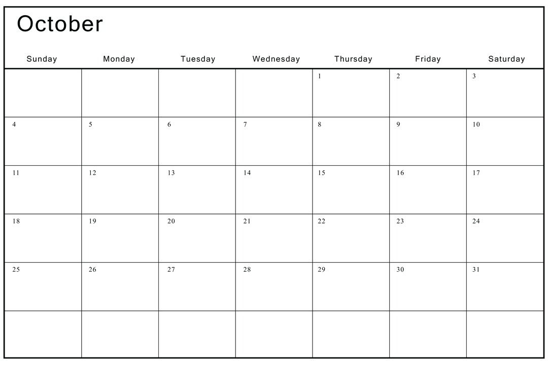 Transparent October Calendar with Grid and Copy Space - Download Free Stock Images Pikwizard.com