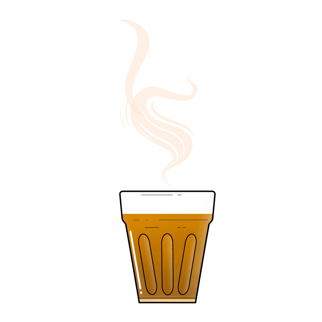 Transparent Minimalist Illustration of Steaming Beverage