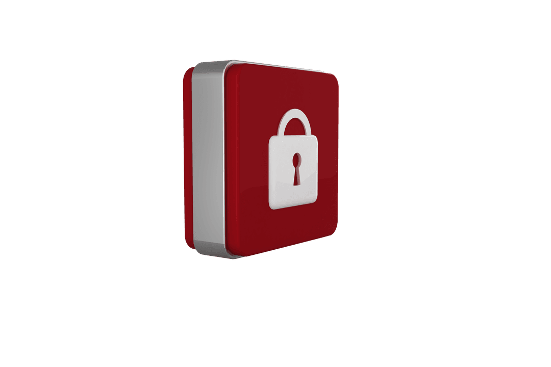 Transparent Digital Brick with Lock Vector Concept Symbol