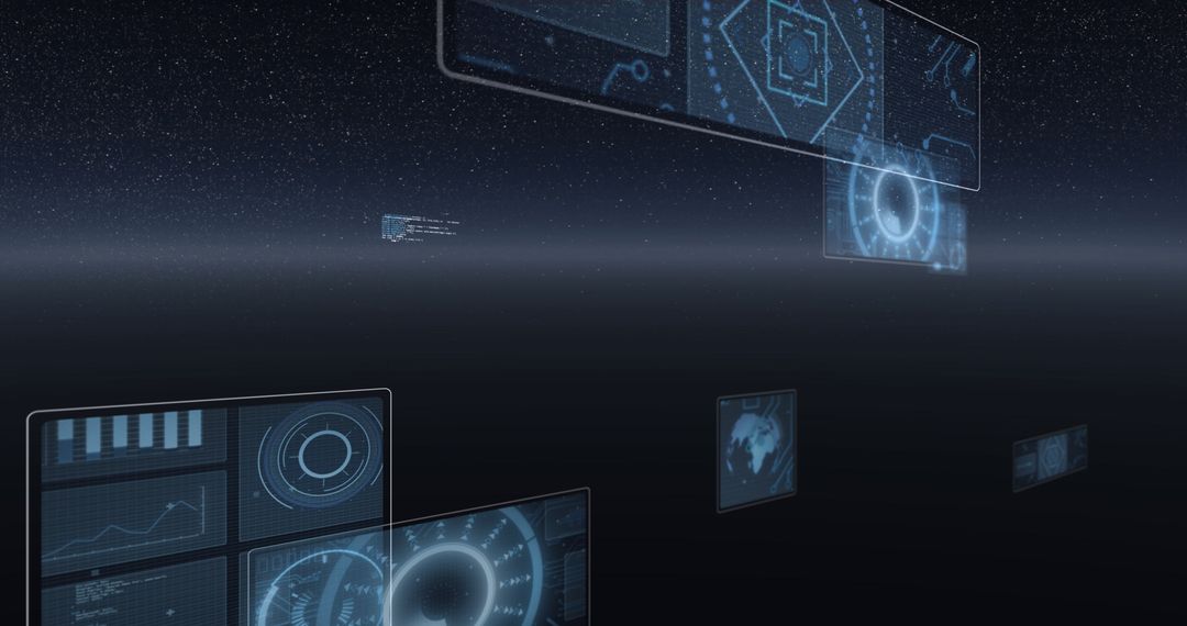 High-Tech Digital Interface With Futuristic Data Screens