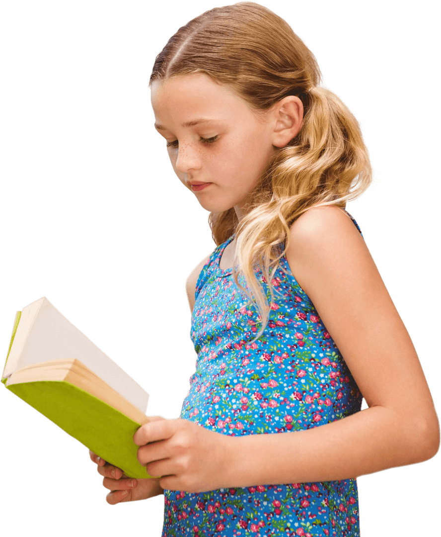 Transparent Young Girl Reading a Book and Learning