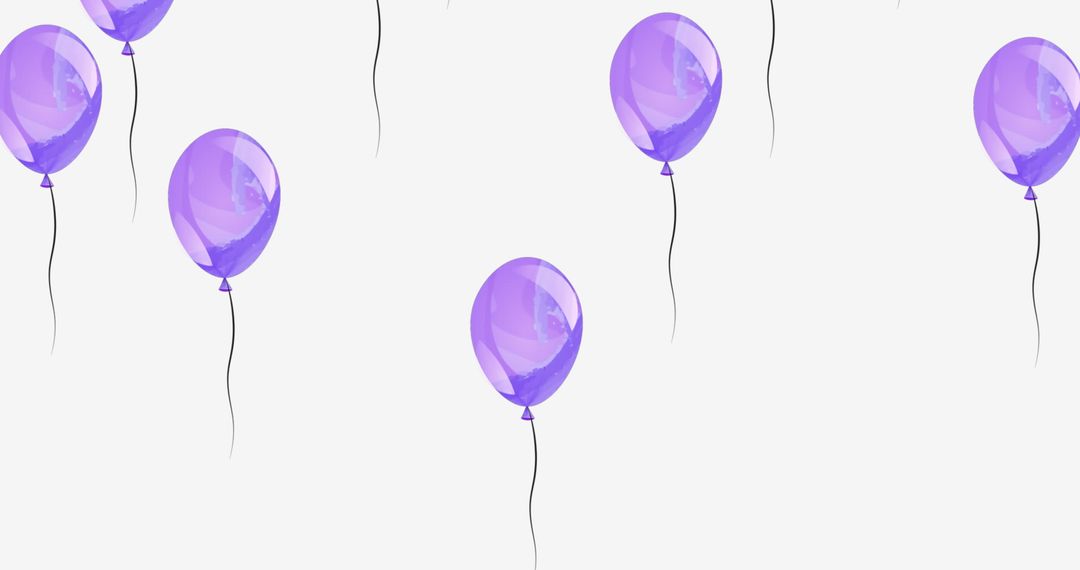 Purple balloons floating on white background