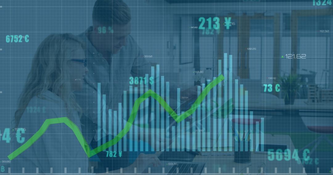 Business Professionals Analyzing Financial Data Graphs in Office