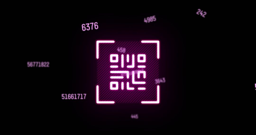 Futuristic qr code animation with floating digits