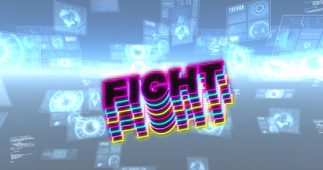 Vibrant Fight Text with Data Interface Concept Background