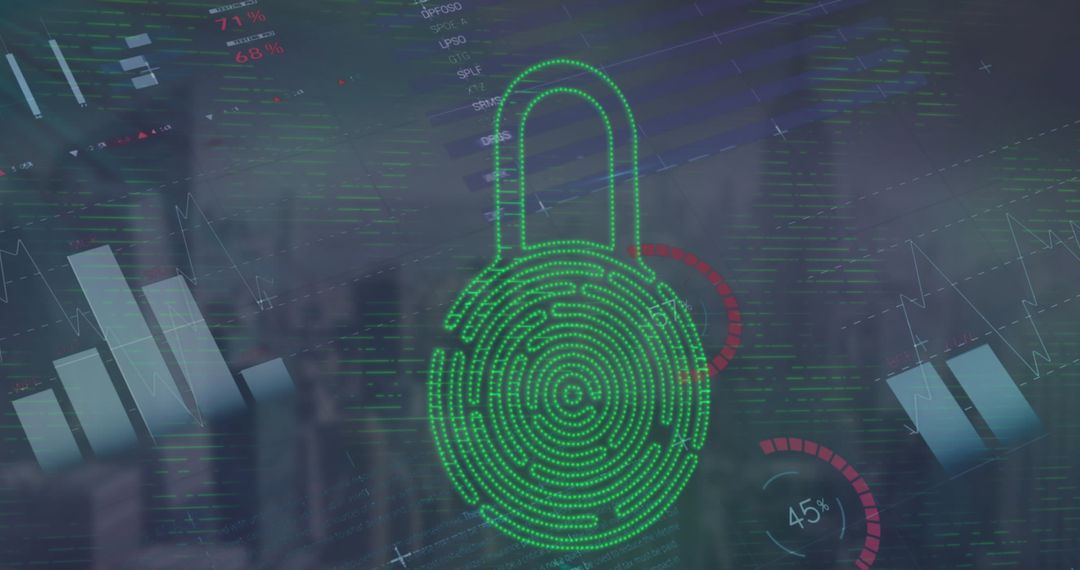 Digital Padlock Icon Representing Cybersecurity Over Cityscape