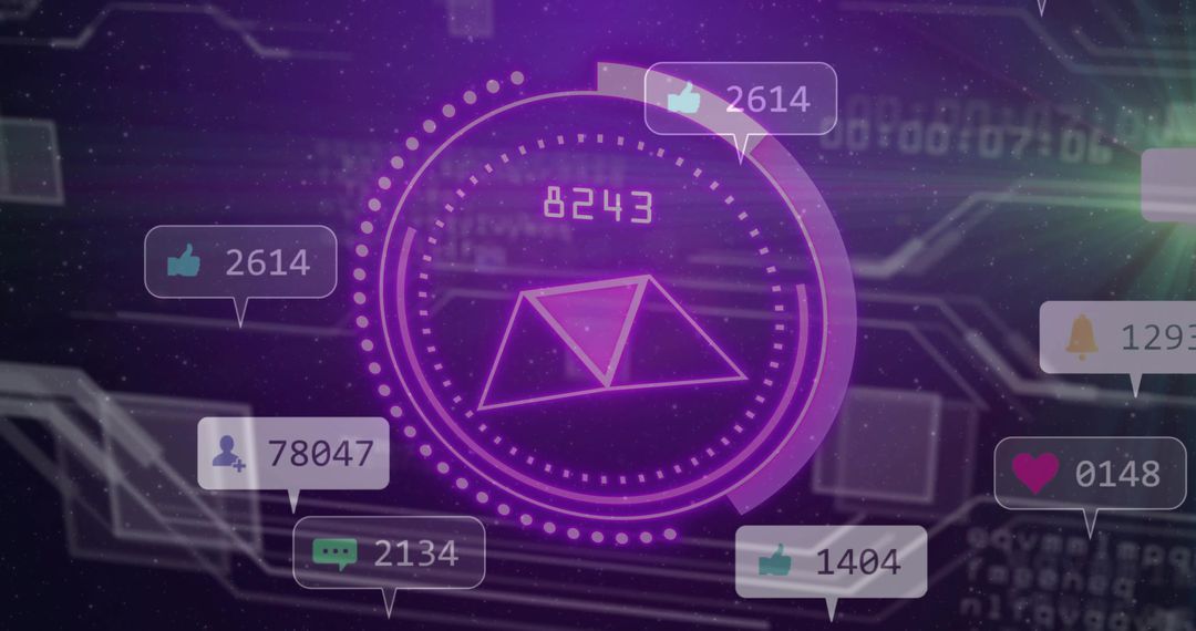 Futuristic Digital Interface with Holographic Notifications