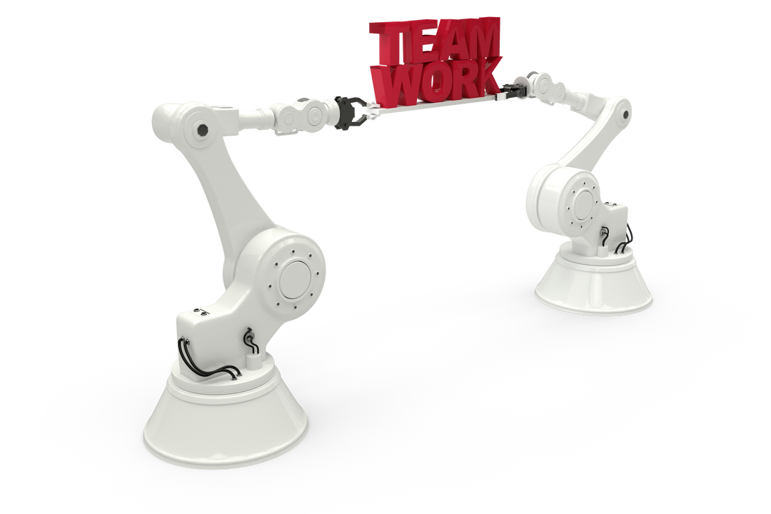 White Robots Holding Team Work Text on Transparent Background - Download Free Stock Images Pikwizard.com