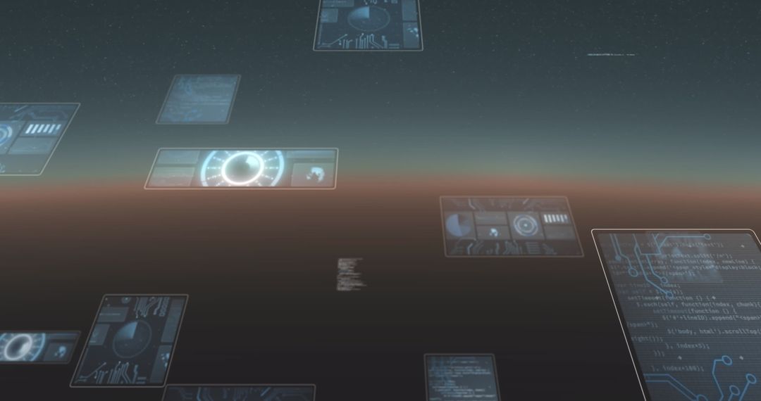 Futuristic HUD Screens Displaying Data and Graphs