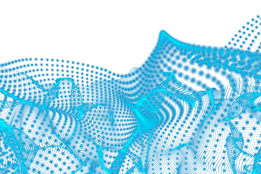 Abstract Digital Blue Waves on Transparent Background
