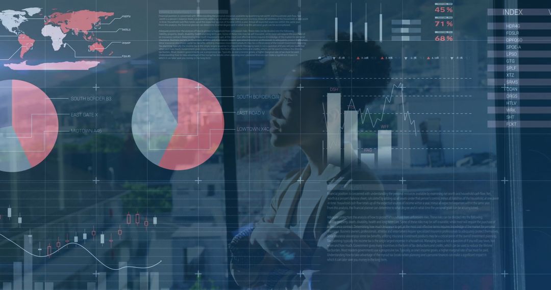 Digital Financial Data Processing with African American Businesswoman