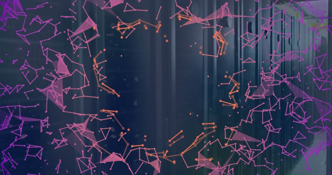 Futuristic Digital Network Over Modern Data Servers