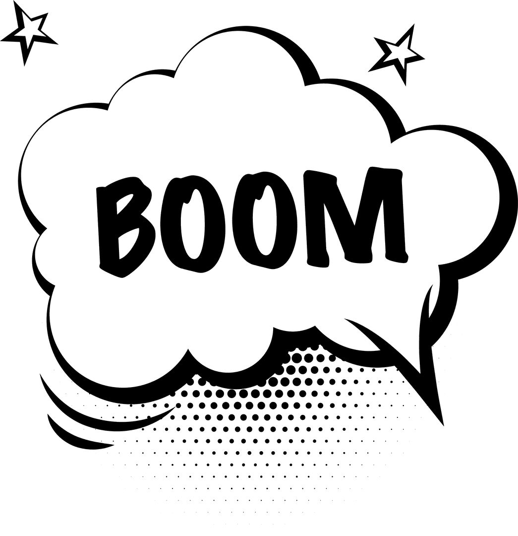 Boom Comic Speech Bubble with Stars on Transparent Background