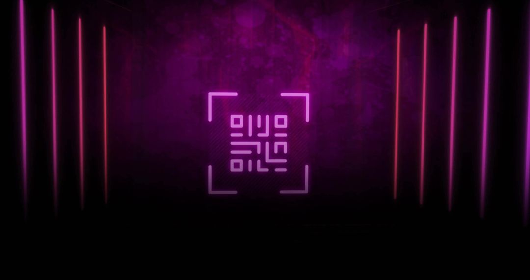 Futuristic Digital QR Code with Neon Light Trails