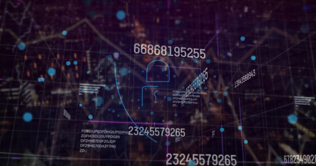 Digital Data Processing Over Cityscape Motif