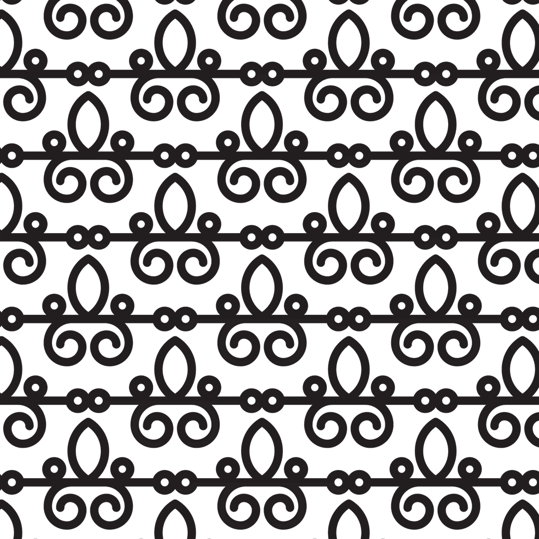 Seamless Black Ornamental Pattern Transparent Background Vector