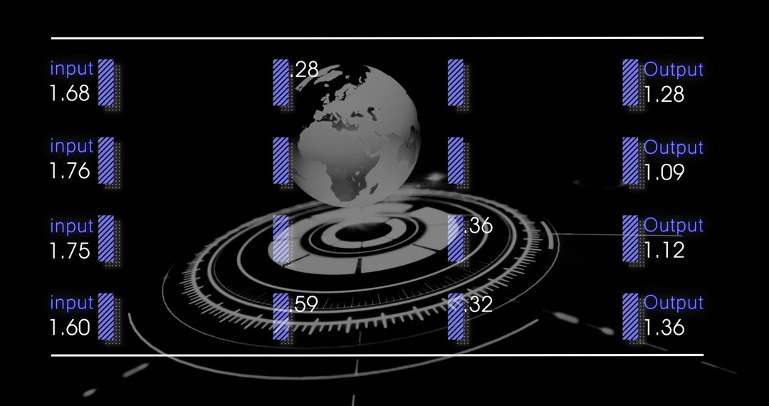 Futuristic 3D Earth Hologram with Input and Output Data
