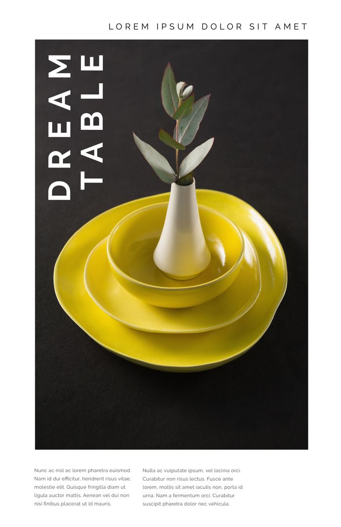 Bold Conceptual Poster with Yellow Plates and Green Plant