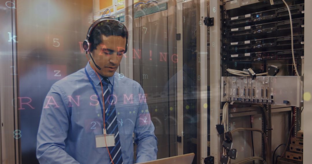 Engineer Monitoring Data Servers Secures Cyber Environment