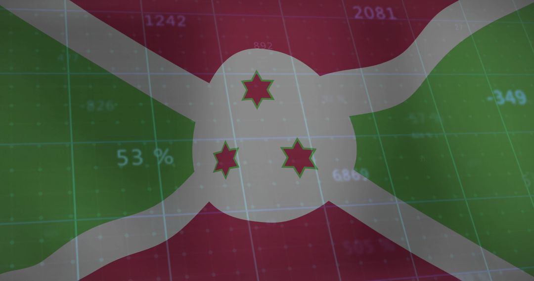 Burundi Flag Overlay with Financial Analytics Background