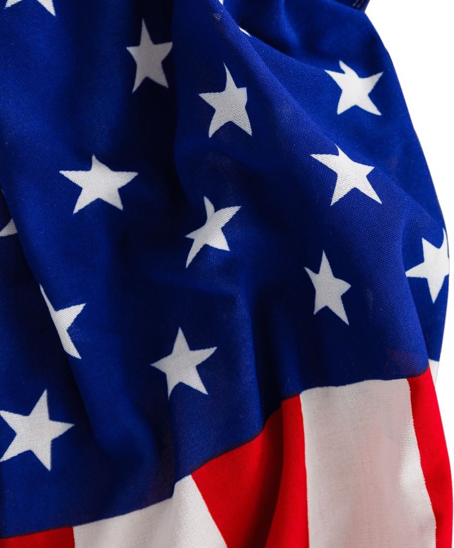 Close-Up Transparent Stars on American Flag Fabric