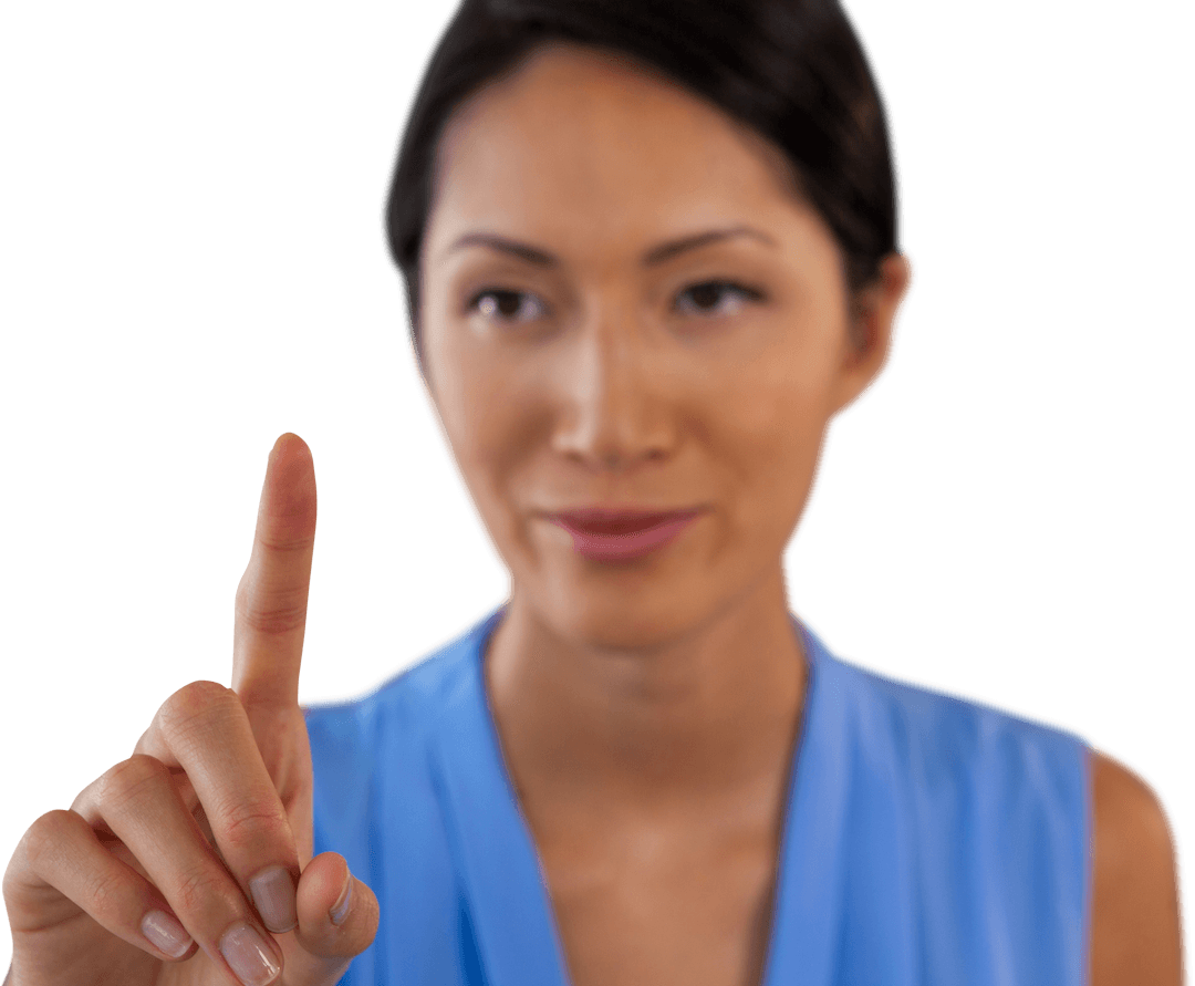 Transparent Interface Engagement of Focused Businesswoman