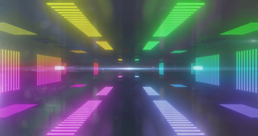 Futuristic Multicolor Tunnel with Illuminated Lines