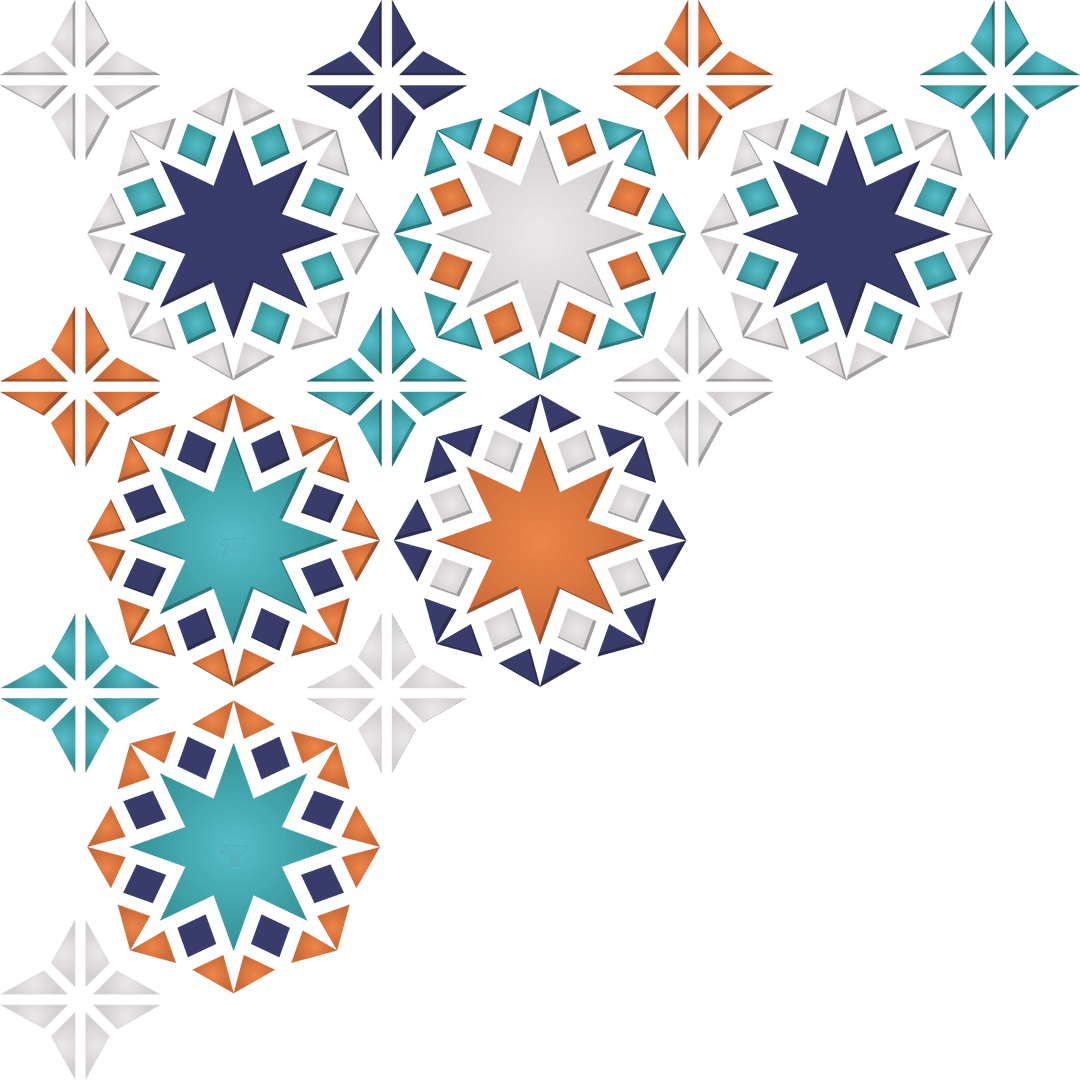 Colorful Diamond Star Motifs on Transparent Background