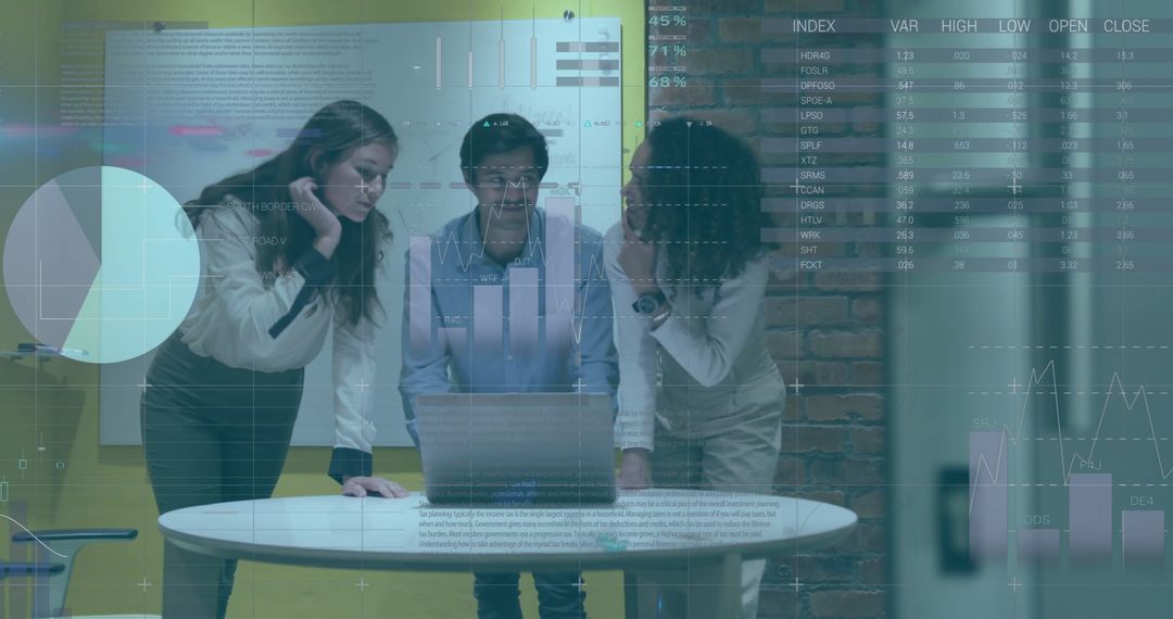 Team Analyzing Financial Data in Modern Office Envionment