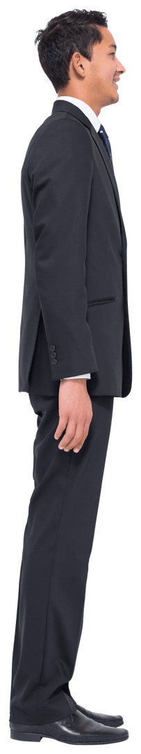 Side Profile Happy Businessman on Transparent Background