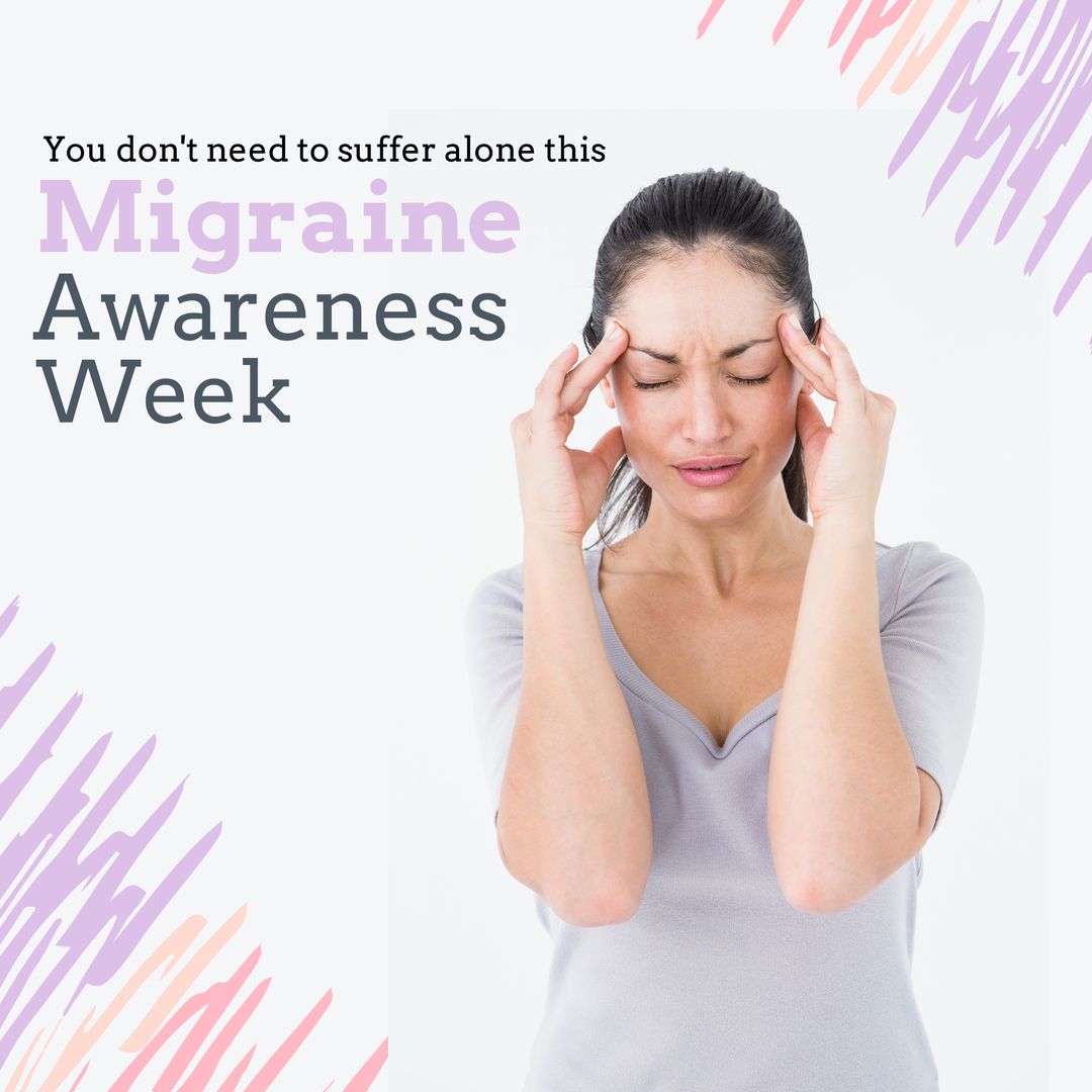 Image of migraine awareness week over white background and caucasian woman having headache - Download Free Stock Templates Pikwizard.com