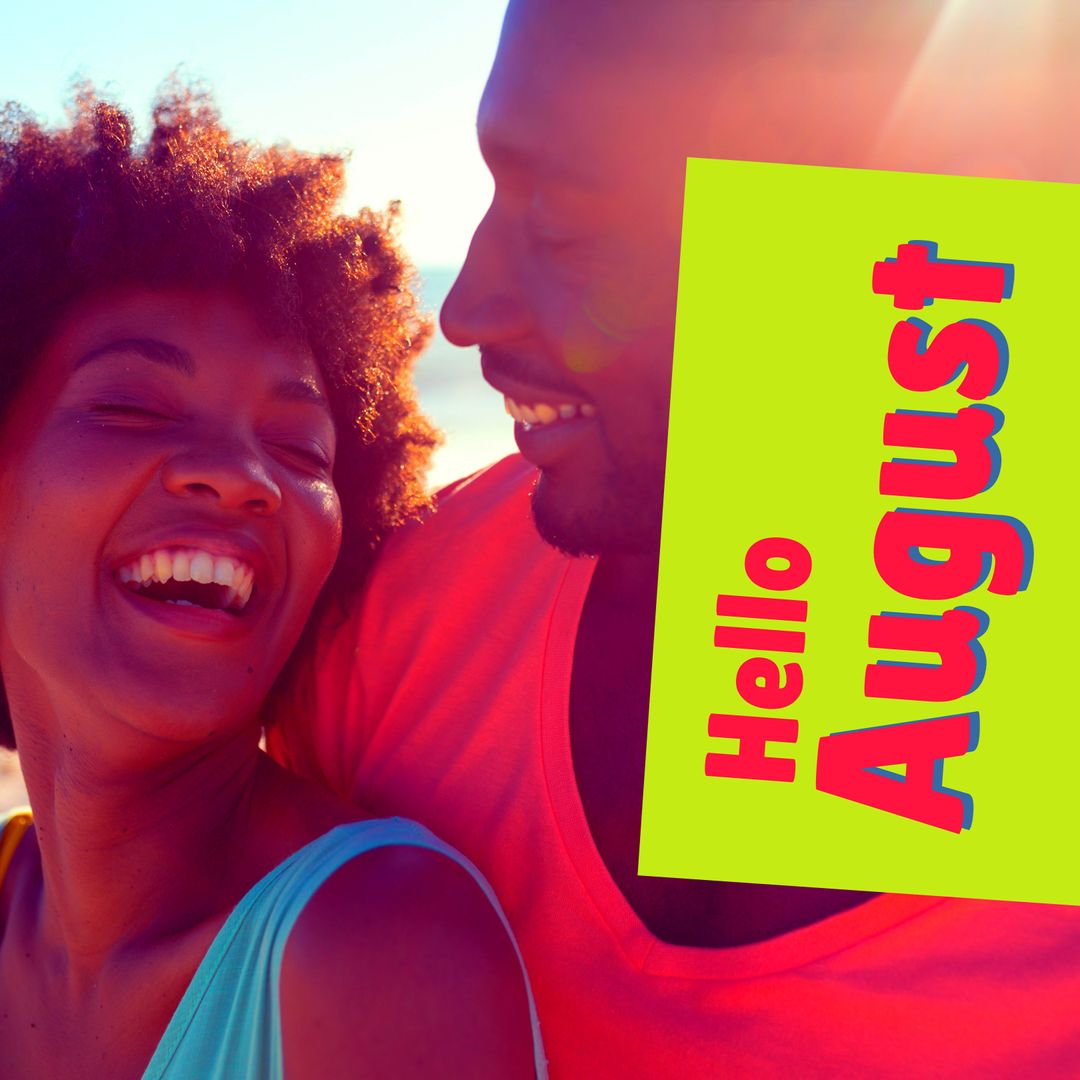 Happy Couple Enjoying Summer Beach Time in August