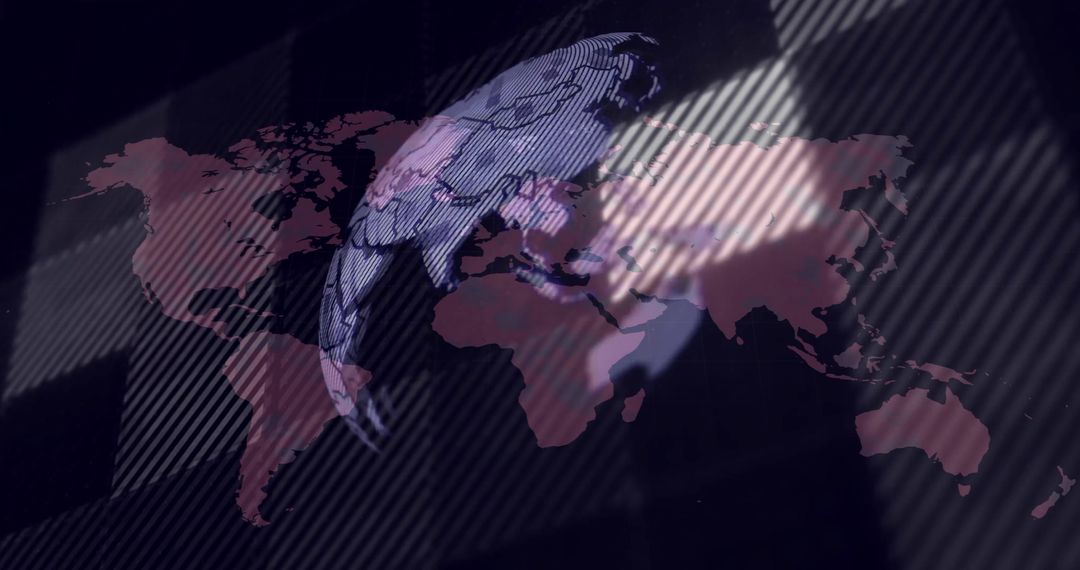 Futuristic Globe on Digital World Map with Stripes