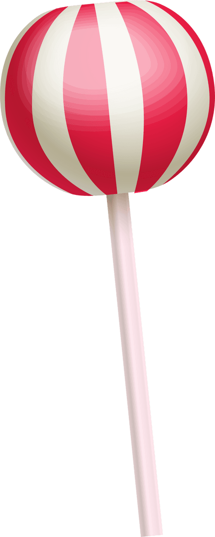 Vibrant Red and White Striped Lollipop on Transparent Background