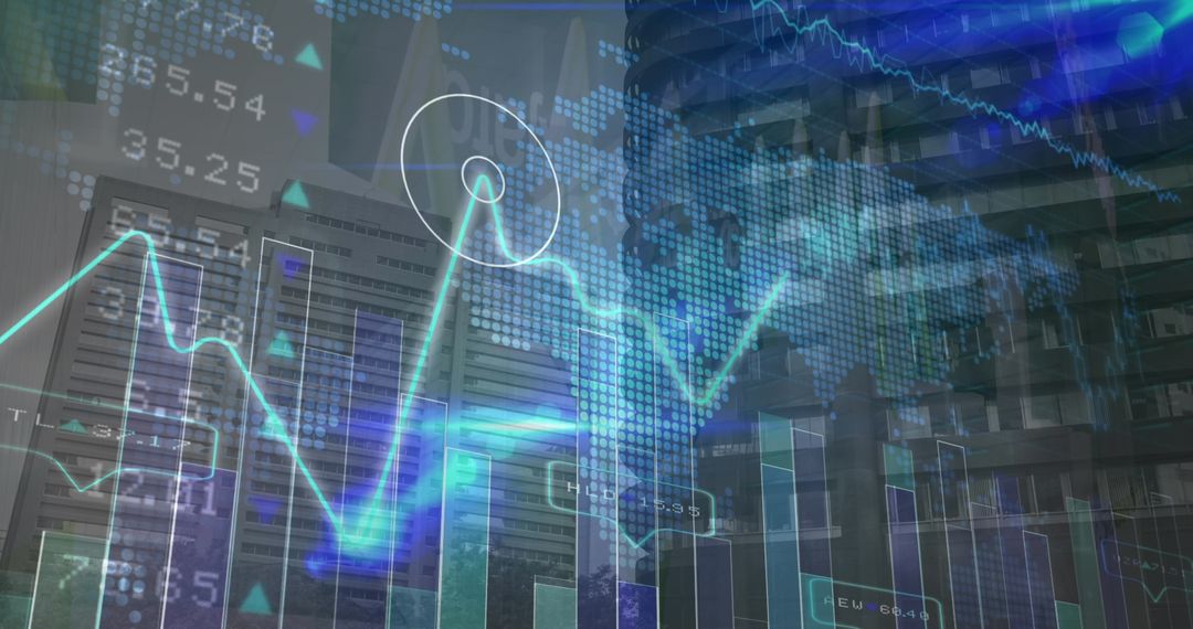 Abstract Global Business Data and Cityscape Integration